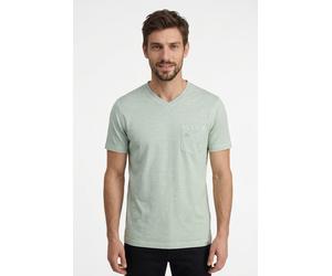 Kurzarmshirt LERROS, Herren, Gr. L, bay grün, Single Jersey, Obermaterial: 100% Baumwolle, meliert, unifarben, regular fit hüftbedeckend, V-Ausschnitt, abgesteppte Kante, Shirts, Sommershirt mit V-Aus