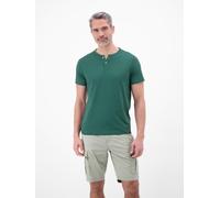 Kurzarmshirt LERROS, Herren, Gr. L, grün (soft teal), Single Jersey, Obermaterial: 100% Baumwolle, bestickt, unifarben, normal hüftbedeckend, Rundhals, Shirts, mit Serafino-Kragen (94025755-L) soft te