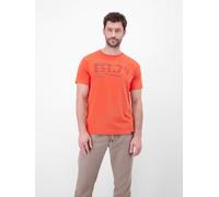 Kurzarmshirt LERROS, Herren, Gr. L, orange (vivid rot), Jersey, Obermaterial: 100% Baumwolle, bedruckt, normal hüftbedeckend, Rundhals, Shirts, mit Print (52282412-L) vivid rot