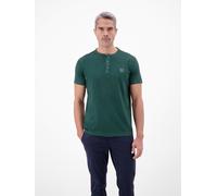 Kurzarmshirt LERROS, Herren, Gr. L, soft teal, Jersey, Obermaterial: 100% Baumwolle, unifarben, normal hüftbedeckend, Rundhals, Shirts Kurzarmshirt, mit Serafino-Kragen (62490710-L)
