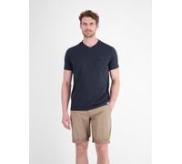Kurzarmshirt LERROS, Herren, Gr. M, classic navy, Single Jersey, Obermaterial: 100% Baumwolle, meliert, unifarben, regular fit hüftbedeckend, V-Ausschnitt, abgesteppte Kante, Shirts, Sommershirt mit V