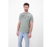 Kurzarmshirt LERROS, Herren, Gr. M, grün (storm grau), Jersey, Obermaterial: 100% Baumwolle, bedruckt, normal hüftbedeckend, Rundhals, Shirts, mit Print (76218451-M) storm grau