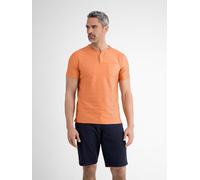 Kurzarmshirt LERROS, Herren, Gr. M, pale papaya, Single Jersey, Obermaterial: 100% Baumwolle, gestreift, unifarben, regular fit hüftbedeckend, Serafino, Shirts, mit Serafino-Kragen und kurzer Knopflei