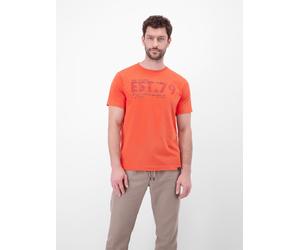 Kurzarmshirt LERROS, Herren, Gr. XL, orange (vivid rot), Jersey, Obermaterial: 100% Baumwolle, bedruckt, normal hüftbedeckend, Rundhals, Shirts, mit Print (52282412-XL) vivid rot