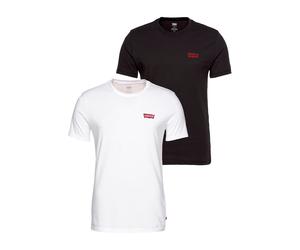Kurzarmshirt LEVI'S, Herren, Gr. XL, schwarz-weiß (schwarz, weiß), Jersey, Obermaterial: 100% Baumwolle, slim fit hüftbedeckend, Rundhals, eingesetzt abgesteppt, Shirts, mit Levi's Logo auf der Brust