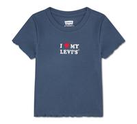 Kurzarmshirt LEVI'S KIDS "LVG I HEART MY LEVIS TOP", Mädchen, Gr. 10 (140), blau (big dipper), Jersey, Obermaterial: 60% Baumwolle, 40% Polyester, bedruckt, normal, Rundhals, gewellter Abschluss, Shir