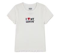 Kurzarmshirt LEVI'S KIDS "LVG I HEART MY LEVIS TOP", Mädchen, Gr. 14 (158), weiß (levi's egret), Jersey, Obermaterial: 60% Baumwolle, 40% Polyester, bedruckt, normal, Rundhals, gewellter Abschluss, Sh