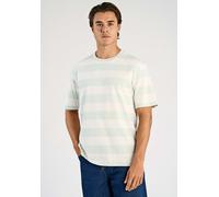 Kurzarmshirt LINDBERGH, Damen, Gr. XL, faded aqua, Jersey, Obermaterial: 100% Baumwolle, gestreift, regular fit hüftbedeckend, Rundhals, Shirts, im Streifen-Design (21663642-XL) faded aqua