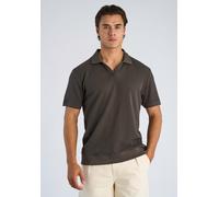 Kurzarmshirt LINDBERGH, Damen, Gr. XXL, ebony braun, Piqué, Obermaterial: 100% Baumwolle, unifarben, regular fit hüftbedeckend, V-Ausschnitt, elastischer Bund, Shirts, mit Polokragen (91983427-XXL) eb