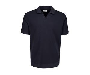 Kurzarmshirt LINDBERGH, Damen, Gr. XXL, navy, Piqué, Obermaterial: 100% Baumwolle, unifarben, regular fit hüftbedeckend, V-Ausschnitt, elastischer Bund, Shirts, mit Polokragen (42650730-XXL) navy