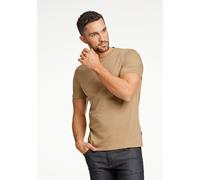 Lindbergh Black Slim Fit T-Shirt Rundhals Dark Sand, Einfarbig