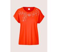 Kurzarmshirt MADELEINE "Blusenshirt Elegantes T-Shirt mit Glanzeffekten", Damen, Gr. 34, orange (blutorange), Obermaterial: 92% Viskose CV. 8% Elasthan EL., Modern, schmal, Shirts, Pailetten (28230428