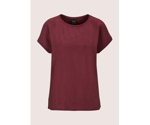Kurzarmshirt MADELEINE "Blusenshirt Fließendes Viskose-Shirt mit Jersey-Rücken", Damen, Gr. 46, rot (rubinrot), Obermaterial: 47% Viskose CV. 43% Modal CMD. 7% Polyester PES. 3% Elasthan EL., Modern, 