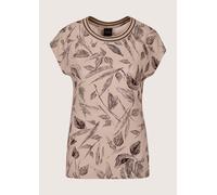 Kurzarmshirt MADELEINE "Printshirt Grafisches Shirt mit All-Over-Print, Kurzarm", Damen, Gr. 36, beige (berber, schwarz), Obermaterial: 95% Viskose CV. 5% Elasthan EL., Modern, Shirts, Ringelblende (9