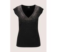 Kurzarmshirt MADELEINE "Shirt Elegantes Shirt mit V-Ausschnitt, ärmellos", Damen, Gr. 40, schwarz, Obermaterial: 70% Viskose CV. 20% Polyester PES. 10% Elasthan EL., Modern, tailliert, V-Ausschnitt, S