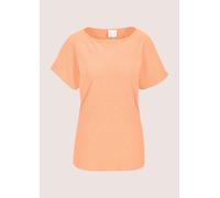 Kurzarmshirt MADELEINE "Shirt Elegantes Sommershirt mit U-Boot-Ausschnitt", Damen, Gr. 36, orange (pfirsich), Obermaterial: 100% Polyester PES., Modern, tailliert, U-Boot-Ausschnitt, Shirts, Überschni