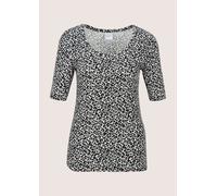Kurzarmshirt MADELEINE "Shirt Halbarmshirt mit Animal-Print", Damen, Gr. 36, grau (grau, schwarz), Obermaterial: 95% Viskose CV. 5% Elasthan EL., Modern, normal, Shirts (34898011-36) grau, schwarz