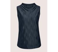 Kurzarmshirt MADELEINE "Shirt Kurzarm-Bluse mit Stehkragen, strukturiert", Damen, Gr. 36, blau (marine), Obermaterial: 100% Polyester PES., Modern, figurumspielend, Shirts, Offene Saumkante (22841503-
