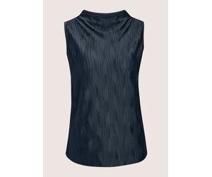 Kurzarmshirt MADELEINE "Shirt Kurzarm-Bluse mit Stehkragen, strukturiert", Damen, Gr. 36, blau (marine), Obermaterial: 100% Polyester PES., Modern, figurumspielend, Shirts, Offene Saumkante (22841503-
