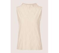 Kurzarmshirt MADELEINE "Shirt Kurzarm-Bluse mit Stehkragen, strukturiert", Damen, Gr. 36, weiß (perlweiß), Obermaterial: 100% Polyester PES., Modern, figurumspielend, Shirts, Offene Saumkante (1314611