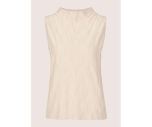 Kurzarmshirt MADELEINE "Shirt Kurzarm-Bluse mit Stehkragen, strukturiert", Damen, Gr. 42, weiß (perlweiß), Obermaterial: 100% Polyester PES., Modern, figurumspielend, Shirts, Offene Saumkante (1314611
