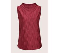 Kurzarmshirt MADELEINE "Shirt Kurzarm-Bluse mit Stehkragen, strukturiert", Damen, Gr. 44, rot (rubinrot), Obermaterial: 100% Polyester PES., Modern, figurumspielend, Shirts, Offene Saumkante (13720723