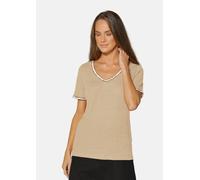 Kurzarmshirt MADELEINE "Shirt Kurzarm-Shirt aus Leinen", Damen, Gr. 38, beige (natur, multicolor), Obermaterial: 100% Leinen LI., Shirts (42791607-38) natur, multicolor
