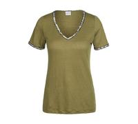 Kurzarmshirt MADELEINE "Shirt Kurzarm-Shirt aus Leinen", Damen, Gr. 42, grün (khaki, multicolor), Obermaterial: 100% Leinen LI., Shirts (35869712-42) khaki, multicolor