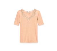 Kurzarmshirt MADELEINE "Shirt Kurzarm-Shirt aus Leinen mit feinem Spitzen-Akzent", Damen, Gr. 40, orange (pfirsich), Obermaterial: 100% Leinen LI., Shirts (56937108-40) pfirsich