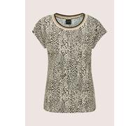 Kurzarmshirt MADELEINE "Shirt Print-Shirt mit kurzem Arm, Leo-Muster", Damen, Gr. 42, weiß (perlweiß, beige, multicolor), Obermaterial: 95% Viskose CV. 5% Elasthan EL., Modern, Shirts, Ringelblende (7