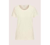 Kurzarmshirt MADELEINE "Shirt Stylisches Blusenshirt mit Rundhals", Damen, Gr. 42, weiß (perlweiß), Obermaterial: 97% Polyester PES. 3% Elasthan EL., Modern, tailliert, Shirts, Crash-Optik (97104804-4