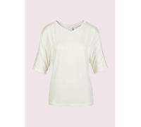 Kurzarmshirt MADELEINE "Shirt V-Shirt mit Strass-Akzenten", Damen, Gr. 34, weiß (wollweiß, silber), Obermaterial: 95% Viskose CV. 5% Elasthan EL., Modern, normal, V-Ausschnitt, Shirts (33180410-34) wo