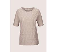 Kurzarmshirt MADELEINE "Strukturshirt Viskoseshirt mit Rundhalsausschnitt", Damen, Gr. 34, beige (cappuccino), Obermaterial: 77% Polyester PES. 20% Viskose CV. 3% Elasthan EL., Modern, normal, Shirts