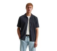 Kurzarmshirt MARC O'POLO "aus Bio-Baumwoll-Mix", Herren, Gr. L, blau (schwarz navy), Obermaterial: 95% Baumwolle, 5% Elasthan, unifarben, regular fit, Shirts (97876467-L) schwarz navy