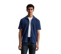 Kurzarmshirt MARC O'POLO "aus Bio-Baumwoll-Mix", Herren, Gr. XL, blau (iris ink), Obermaterial: 95% Baumwolle, 5% Elasthan, unifarben, regular fit, Shirts (13838937-XL) iris ink