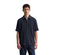 Kurzarmshirt MARC O'POLO "mit elastischer Rippstruktur", Herren, Gr. M, blau (schwarz navy), Obermaterial: 97% Baumwolle, 3% Elasthan, unifarben, regular fit, Shirts (34688262-M) schwarz navy