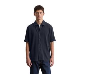 Kurzarmshirt MARC O'POLO "mit elastischer Rippstruktur", Herren, Gr. XL, blau (schwarz navy), Obermaterial: 97% Baumwolle, 3% Elasthan, unifarben, Basic, Shirts (34688262-XL) schwarz navy