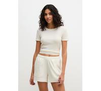 Kurzarmshirt MARC O'POLO "Mix N Match Airy Cotton Rib", Damen, Gr. XS (34), weiß cotton, Rippware, Obermaterial: 98% Baumwolle, 2% Elasthan, bequem hüftbedeckend, Rundhals, Shirts Kurzarmshirt, mit Ru