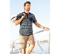 Kurzarmshirt MARCO DONATI "Kurzarm-Poloshirt", Herren, Gr. 52/54, bunt (marine, jade, gemustert), 100% Baumwolle, unifarben, Shirts (38348767-52) marine, jade, gemustert