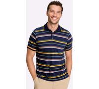 Kurzarmshirt MARCO DONATI "Kurzarm-Poloshirt", Herren, Gr. 64/66, bunt (dunkelblau, ocker, gestreift), 100% Baumwolle, gemustert, gestreift, Shirts (84200937-64) dunkelblau, ocker, gestreift