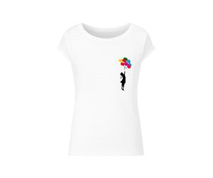 Kurzarmshirt MERCHCODE "Merchcode Damen Ladies Girl Floating Away T-Shirt", Damen, Gr. XXL, weiß, 100% Baumwolle, bedruckt, normal, Rundhals, Shirts (96518729-XXL) weiß