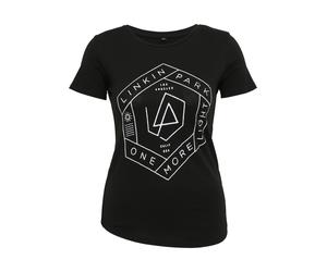 Kurzarmshirt MERCHCODE "Merchcode Damen Ladies Linkin Park OML Fit Tee", Damen, Gr. XS, schwarz-weiß (schwarz,), 50% Baumwolle, 50% Viskose, unifarben, normal, Rundhals, Shirts (94597921-XS) schwarz,