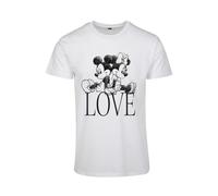 Kurzarmshirt MERCHCODE "Merchcode Damen Ladies Minnie Loves Mickey Tee", Damen, Gr. L, weiß, 100% Baumwolle, unifarben, normal, Rundhals, Shirts (87346064-L) weiß