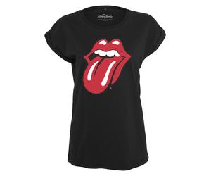Kurzarmshirt MERCHCODE "Merchcode Damen Ladies Rolling Stones Tongue Tee", Damen, Gr. 5XL, schwarz, 100% Baumwolle, unifarben, normal, Rundhals, Shirts (58234256-5XL) schwarz