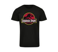 Kurzarmshirt MERCHCODE "Merchcode Herren Jurassic Park Logo Tee", Herren, Gr. M, schwarz, 100% Baumwolle, unifarben, normal, Rundhals, Shirts Kurzarmshirt (59713433-M)