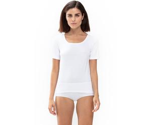 Kurzarmshirt MEY "Superfine Organic", Damen, Gr. 48, weiß, Single Jersey, Obermaterial: 92% Baumwolle, 8% Elasthan, schmal hüftbedeckend, tiefer Rundhals, Shirts, Rundhals, schmale Passform, Halbarm (