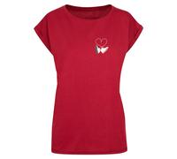 Kurzarmshirt MISTERTEE "MisterTee Damen Ladies Kicks Love EMB Tee", Damen, Gr. L, burgundy, 100% Baumwolle, unifarben, loose fit, Rundhals, Shirts (79068624-L) burgundy