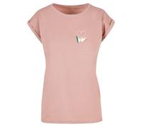 Kurzarmshirt MISTERTEE "MisterTee Damen Ladies Kicks Love EMB Tee", Damen, Gr. S, duskrose, 100% Baumwolle, unifarben, loose fit, Rundhals, Shirts (98736857-S) duskrose