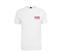 Kurzarmshirt MISTERTEE "MisterTee Herren Cash Only Tee", Herren, Gr. 3XL, weiß, 100% Baumwolle, bedruckt, normal, Rundhals, Shirts (38722650-XXXL) weiß