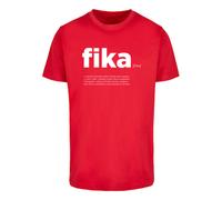 Kurzarmshirt MISTERTEE "MisterTee Herren Fika Definition Tee", Jungen, Gr. L, cityrot, 100% Baumwolle, bedruckt, loose fit, Rundhals, Shirts (88539461-L) cityrot